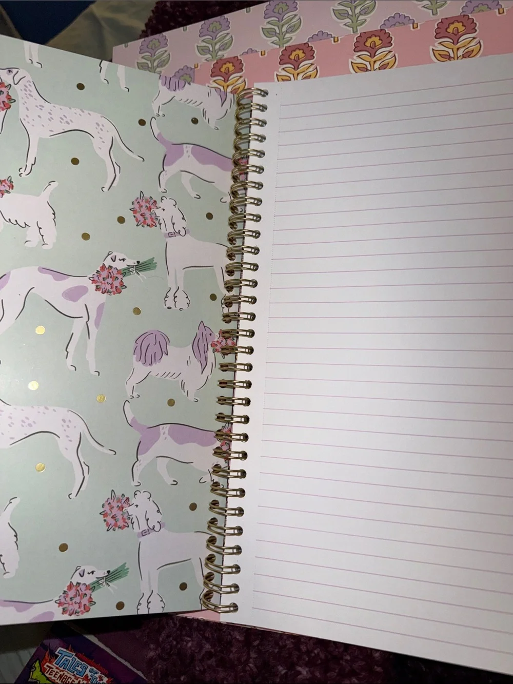 Dog Notebook Set-Various lined paper, matching Bow Pen, 2 Folders, Comp Book